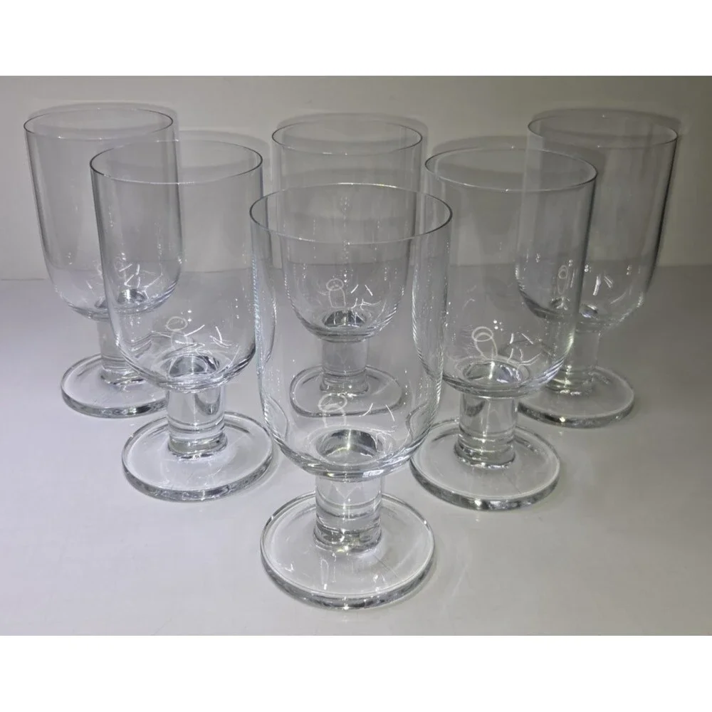 Set Of 6 CRATE & BARREL Viva Clear Water Goblets Glasses Rare Discontinued 6.4